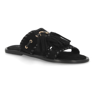 Sandalia pala mujer estilo boho con flecos