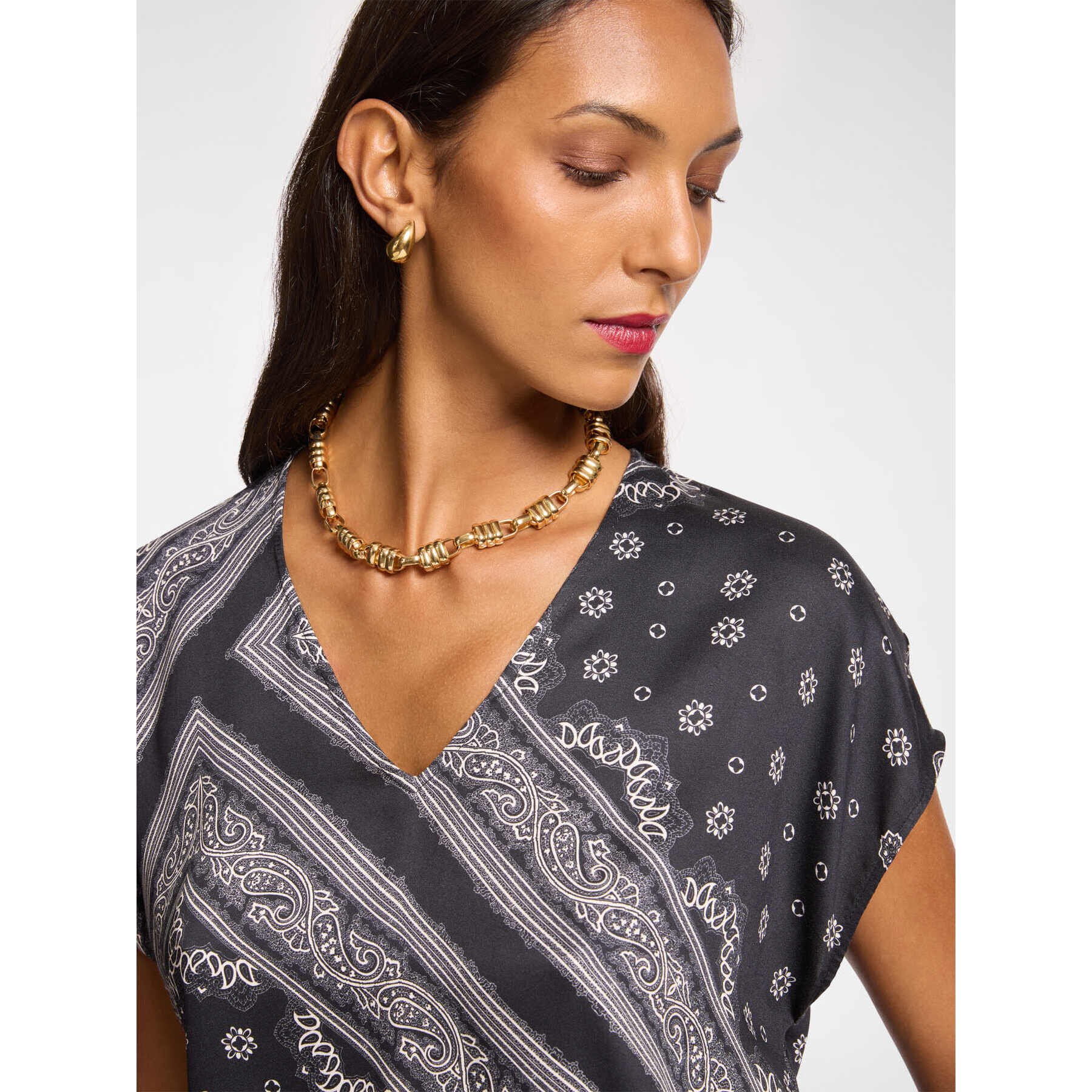 Elena Mirò - Blusa dalla stampa foulard - Nero