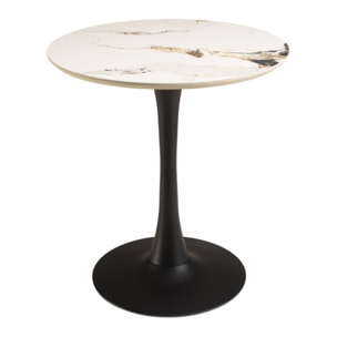 ICARE - Ensemble n°3: table bistrot D70cm en céramique marbré clair