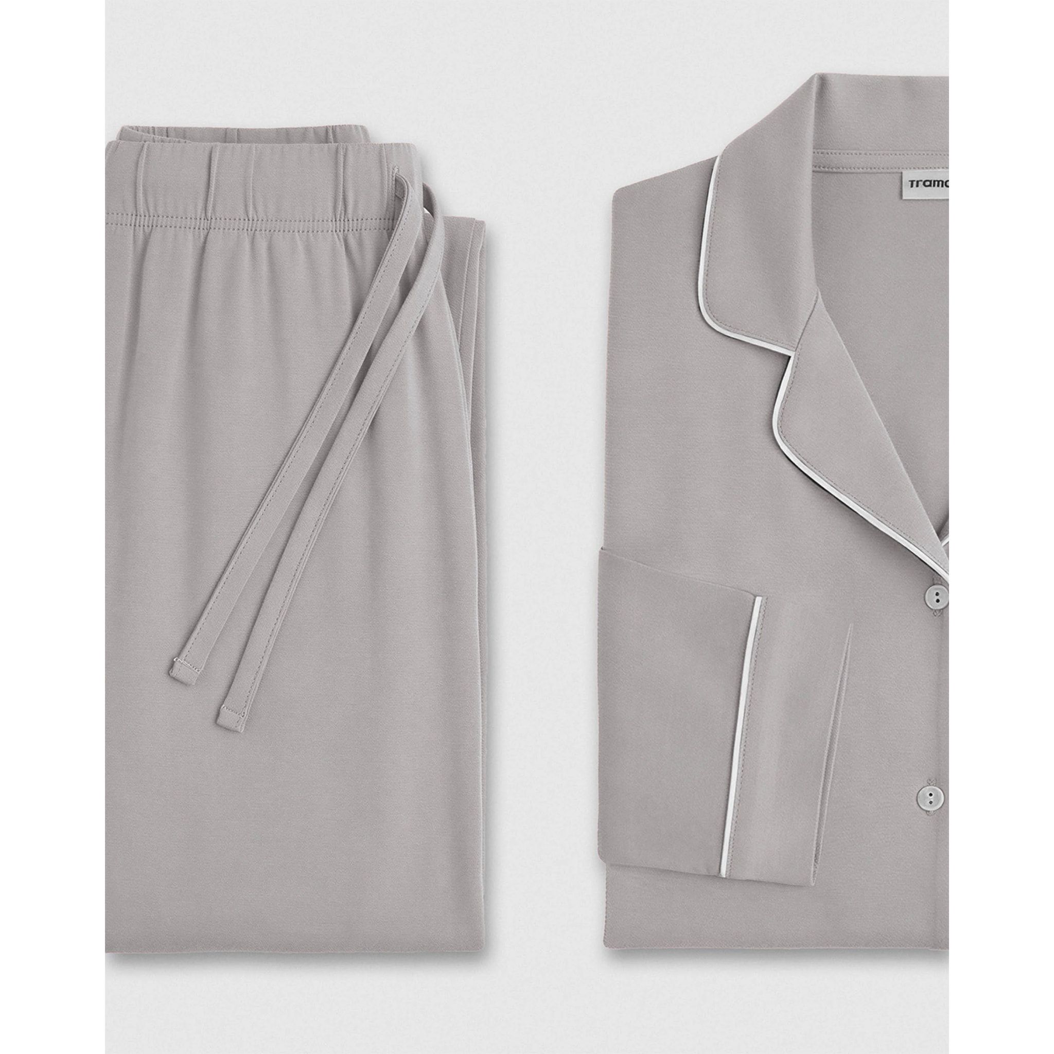 Pijama largo camisero viscosa punto gris