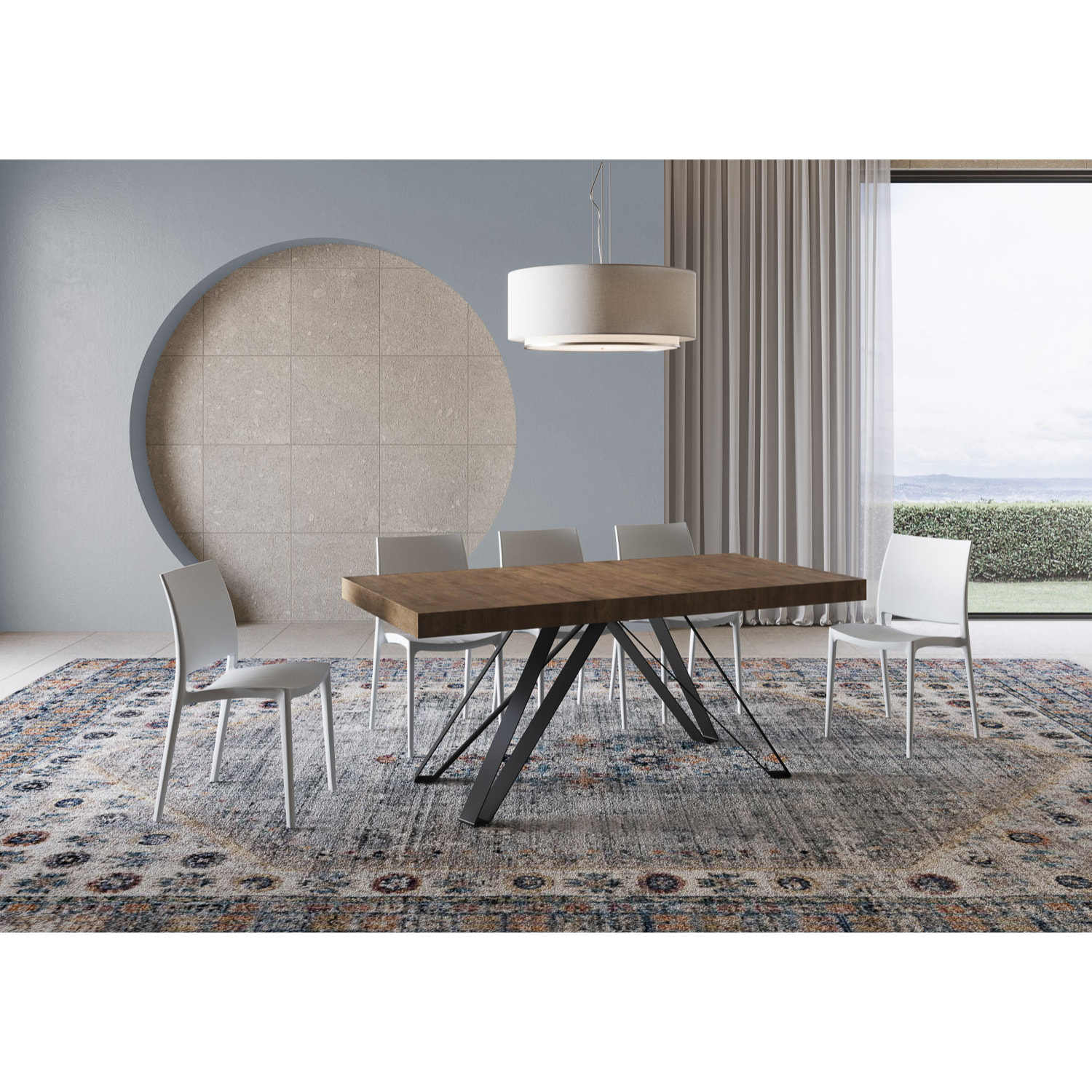 Mesa extensible 90x180/440 cm Terium nogal patas antracita