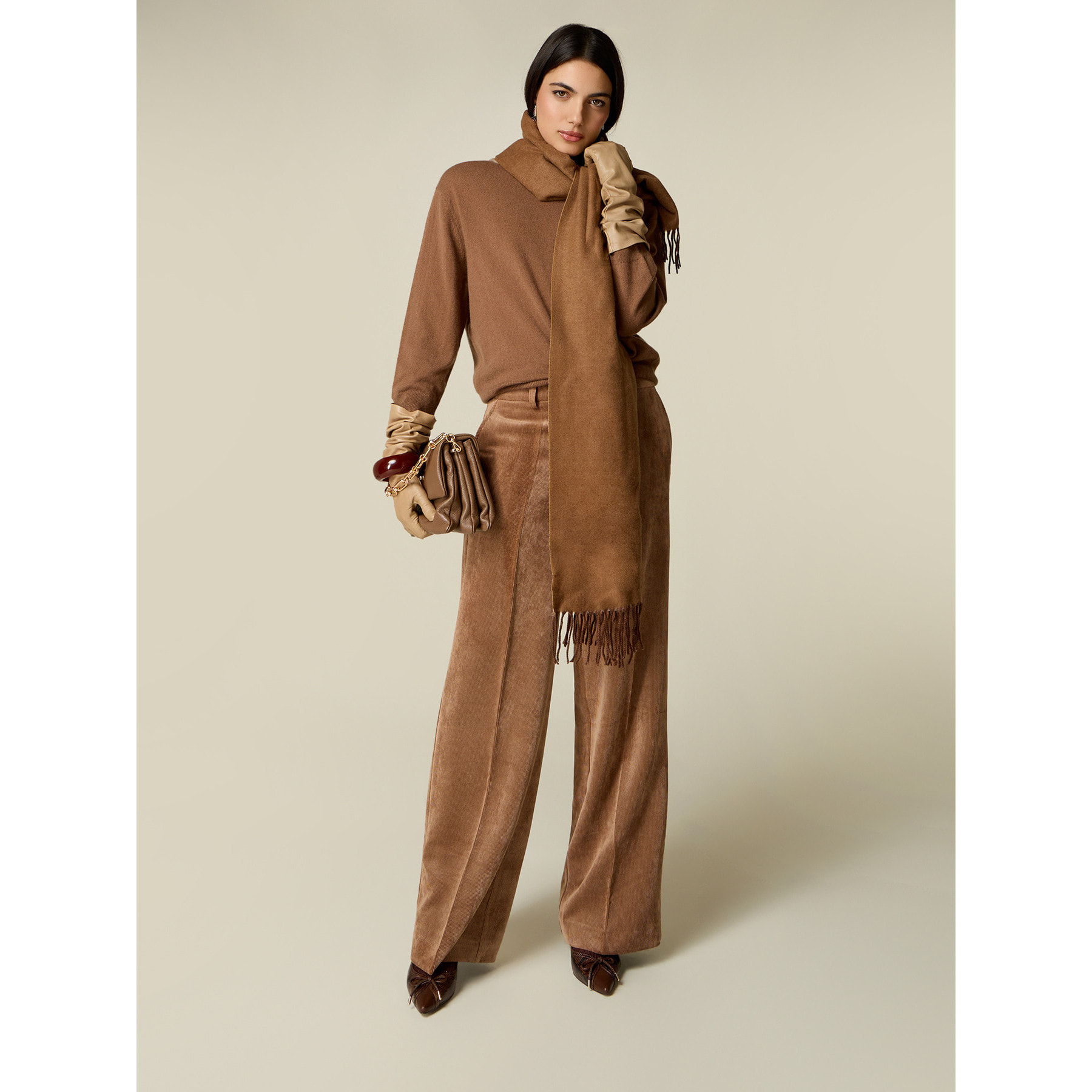 Oltre - Pantalones palazzo de pana - Beige