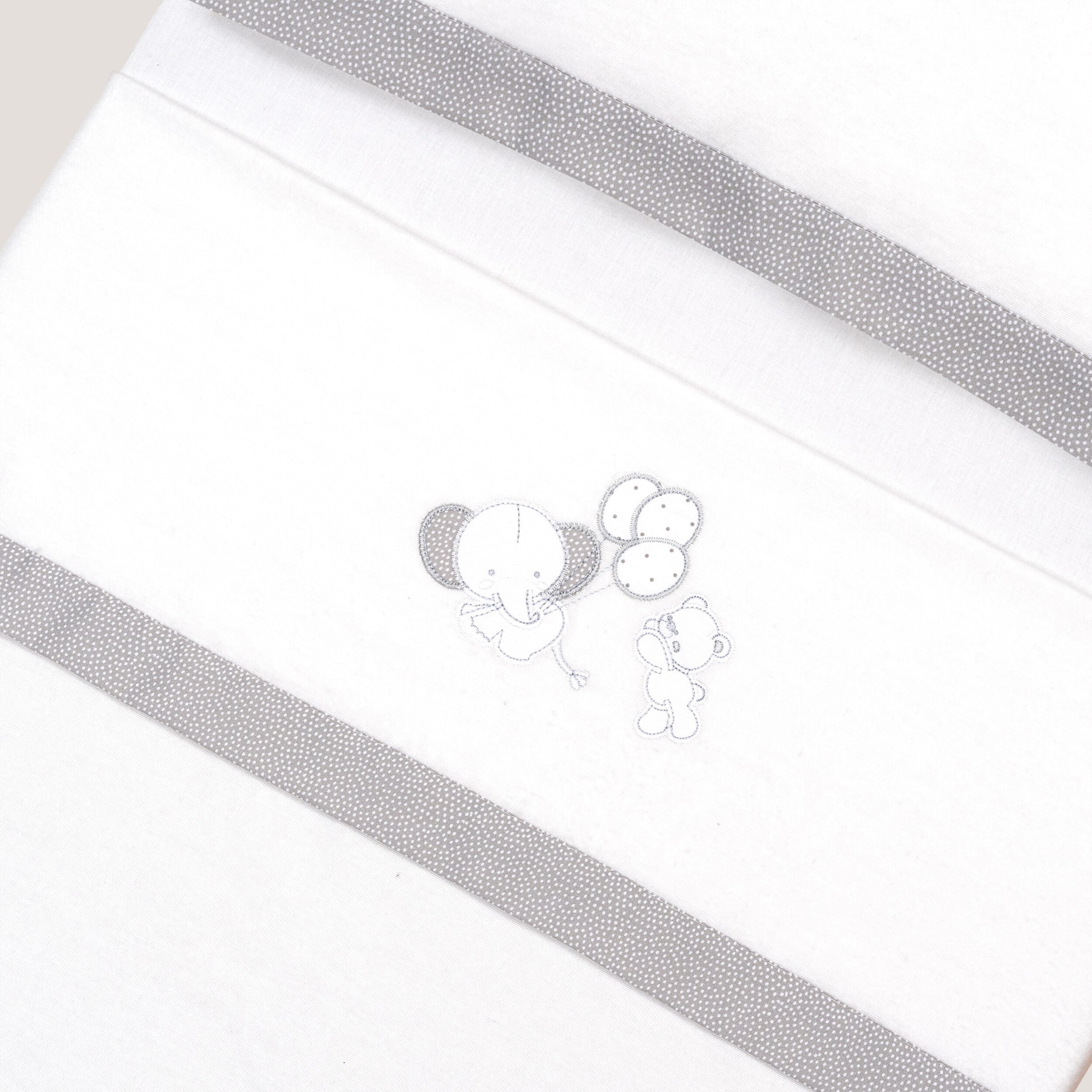 Triptico Minicuna Franela Oso Elefante Globos Bco/Gris