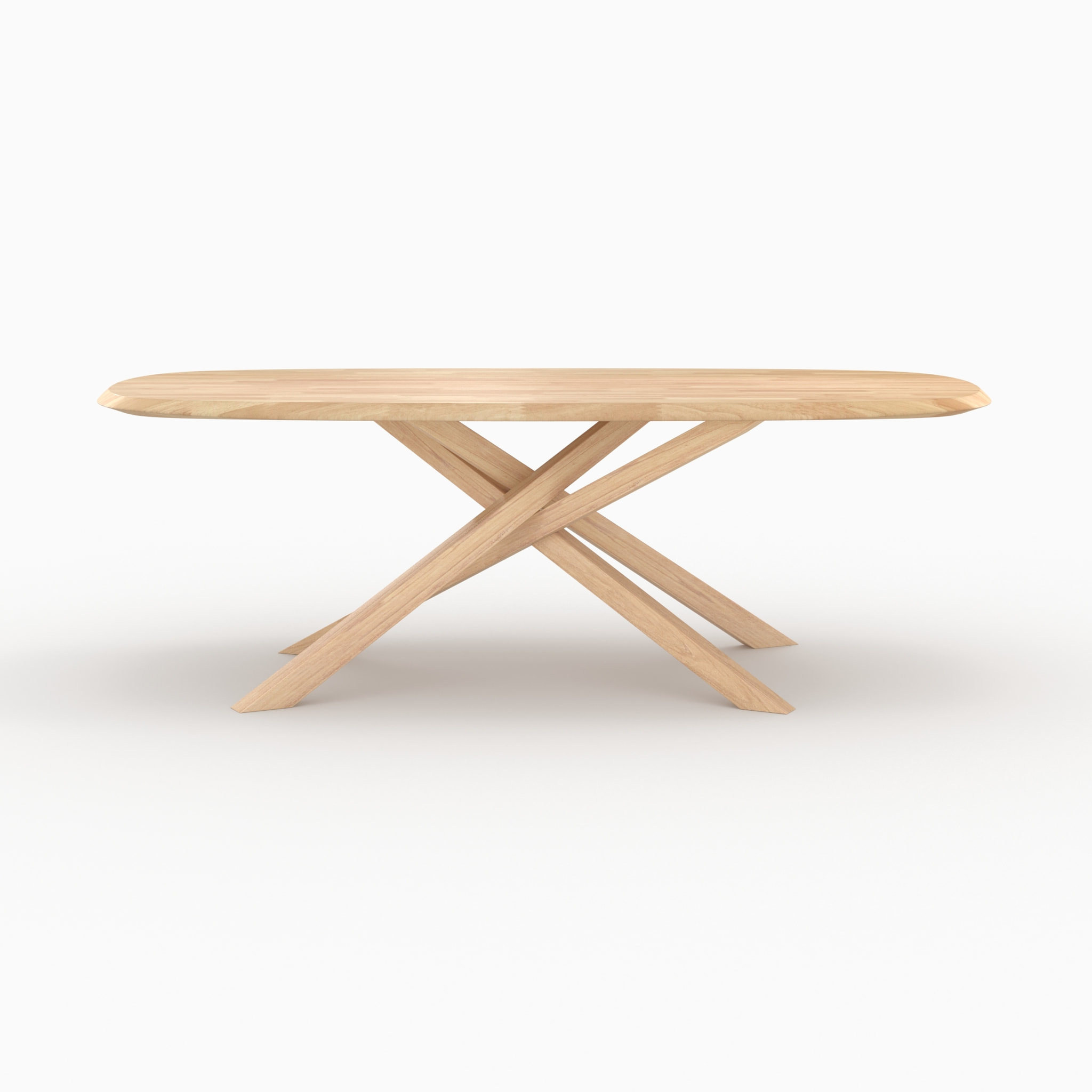 Table rectangulaire en bois d'hévéa massif clair 10 personnes - Aladin