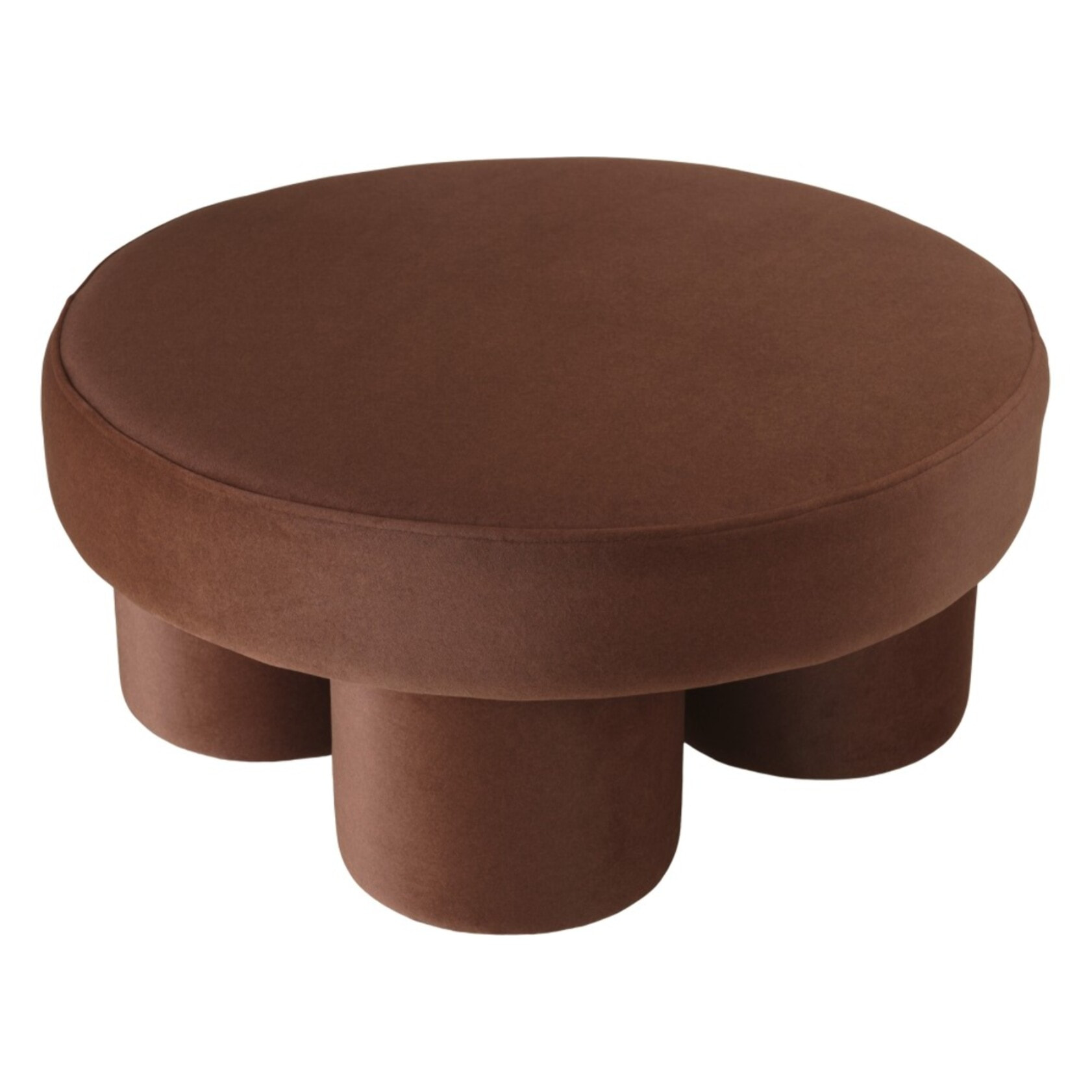 LEOPOLD - Pouf forme design n°1 en tissu effet velours marron