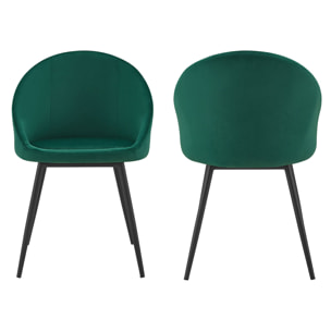 Lot de 2 chaises vintage DIANE velours vert