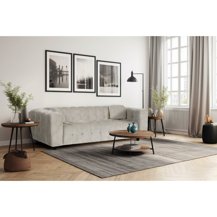 Canapé droit en tissu chenille "Vendome" - 3 places - Beige
