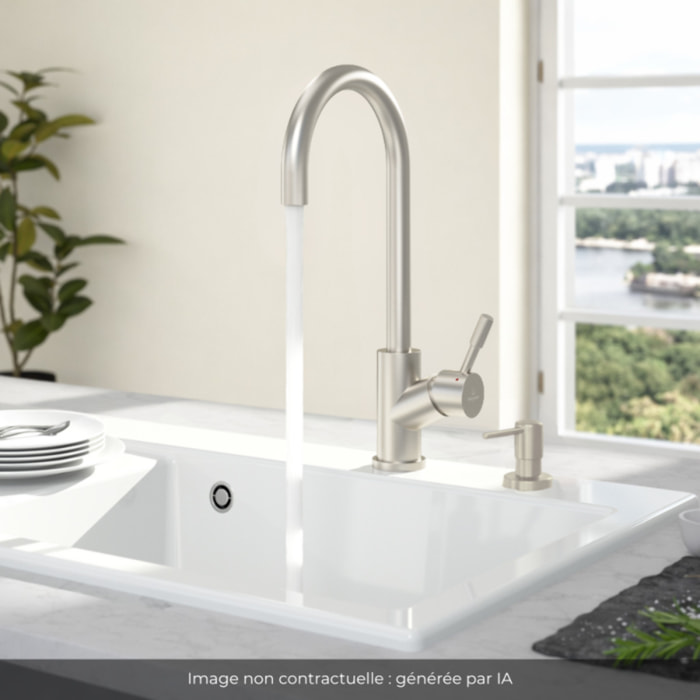 Robinet cuisine Umbrella + Distributeur de savon Acier massif