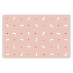 Alfombra de vinilo mascotas CERAMIKO, Huesos y corazones rosa 48x75 cm