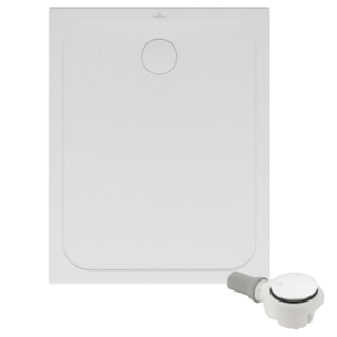 Receveur de douche antidérapant 120 x 90 Lifetime Plus Cerasoft céramique blanc + Bonde blanc
