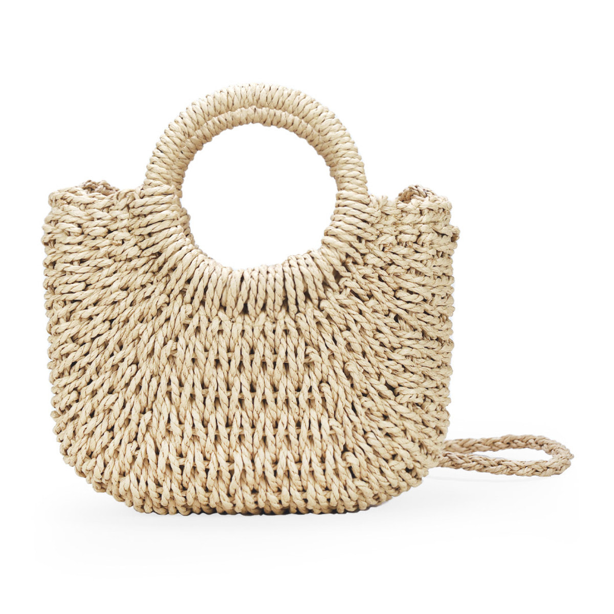Bolso de esparto beige tipo canasto