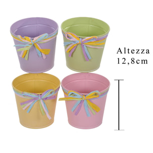 Cachepot Linea Rafia. Larghezza 16 Cm - Pezzi 4 - 16X12,8X16cm - Colore: Incolore - Bianchi Dino - Espositori E Vasi Metallo