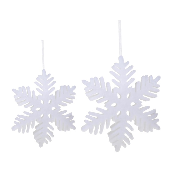 Set di 2 Fiocchi Neve - Pezzi 2 - Colore Bianco - 30x2Hx30cm - Bianchi Dino