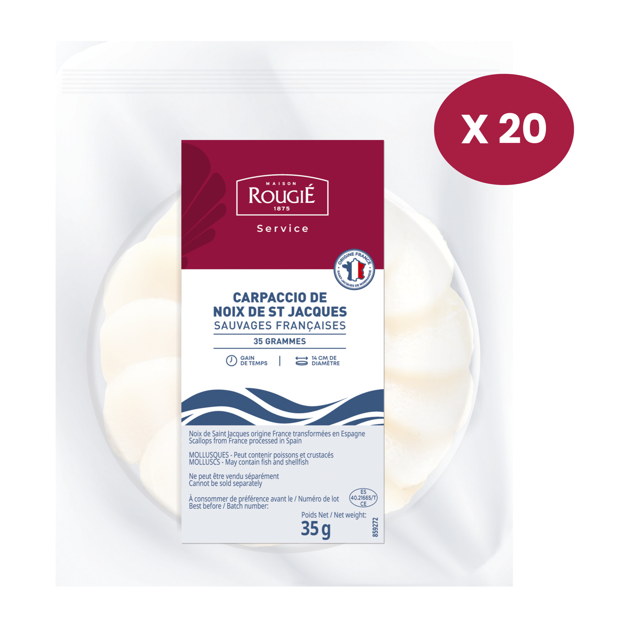 Lot de 20 Carpaccios de Noix de Saint Jacques surgelées - 20 x 35g