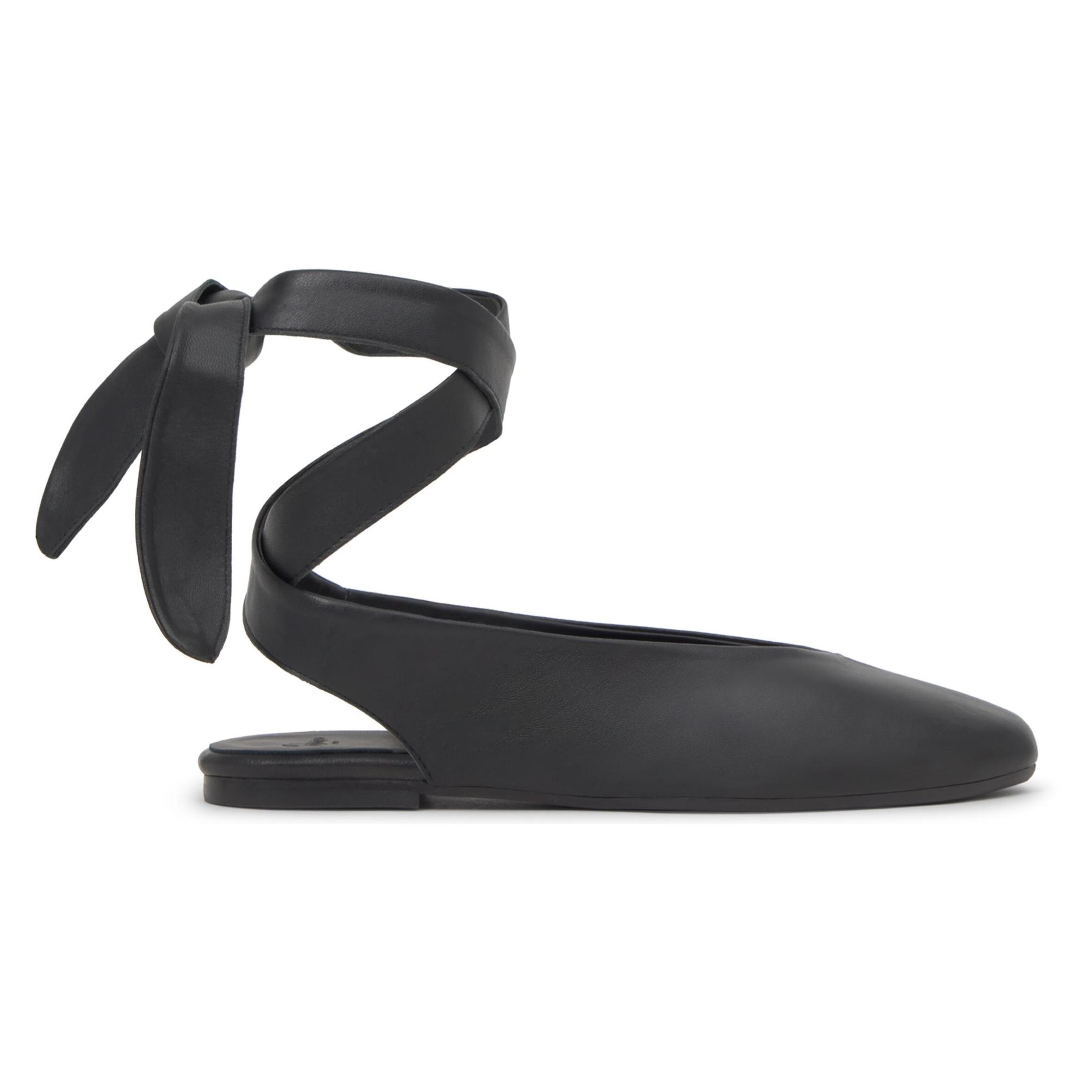 Bailarina plana Sybil en napa con cierre de cintas