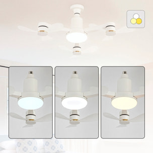 Ventilador triple de techo FS-WRJ-R680 de 68 cm. Adaptador E27, 3 velocidades y luz LED regulable de 16 W. Incluye mando a distancia.