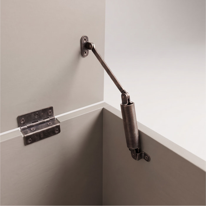 Kura - Cassapanca contenitore 100x50x40 cm Portaoggetti con Cerniere di Sicurezza e con Cassettiera in Legno Tortora