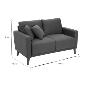 Canapé 2 places en tissu bleu foncé et bois foncé MUNIK