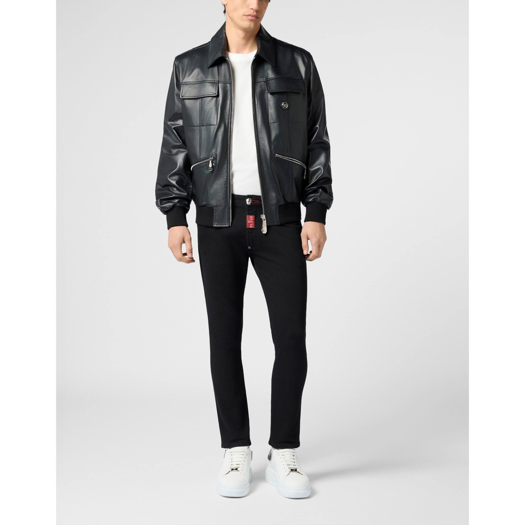 PHILIPP PLEIN Nappa Leather Bomber Palms