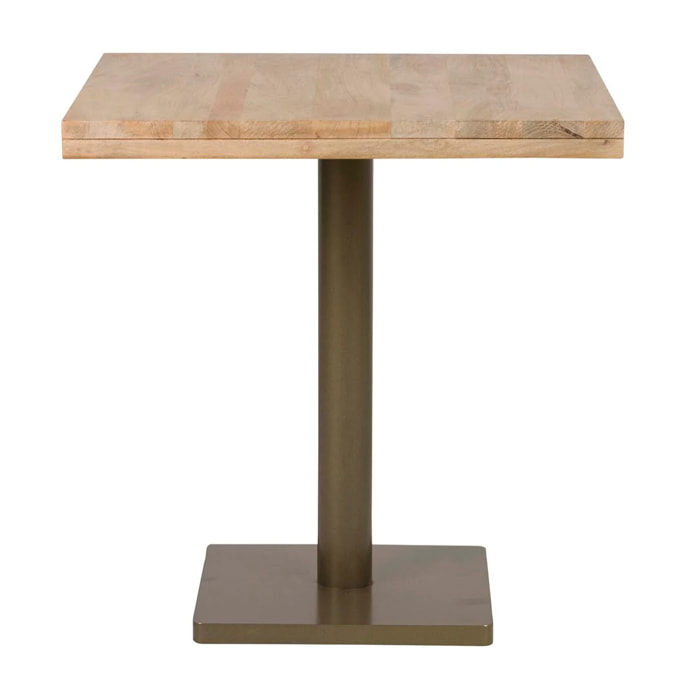 Mesa Comedor Madera Mango Metal Marron 70x70x75 Cm