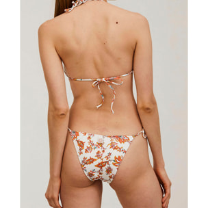 Braga de bikini semibrasileña con lazos y estampado floral