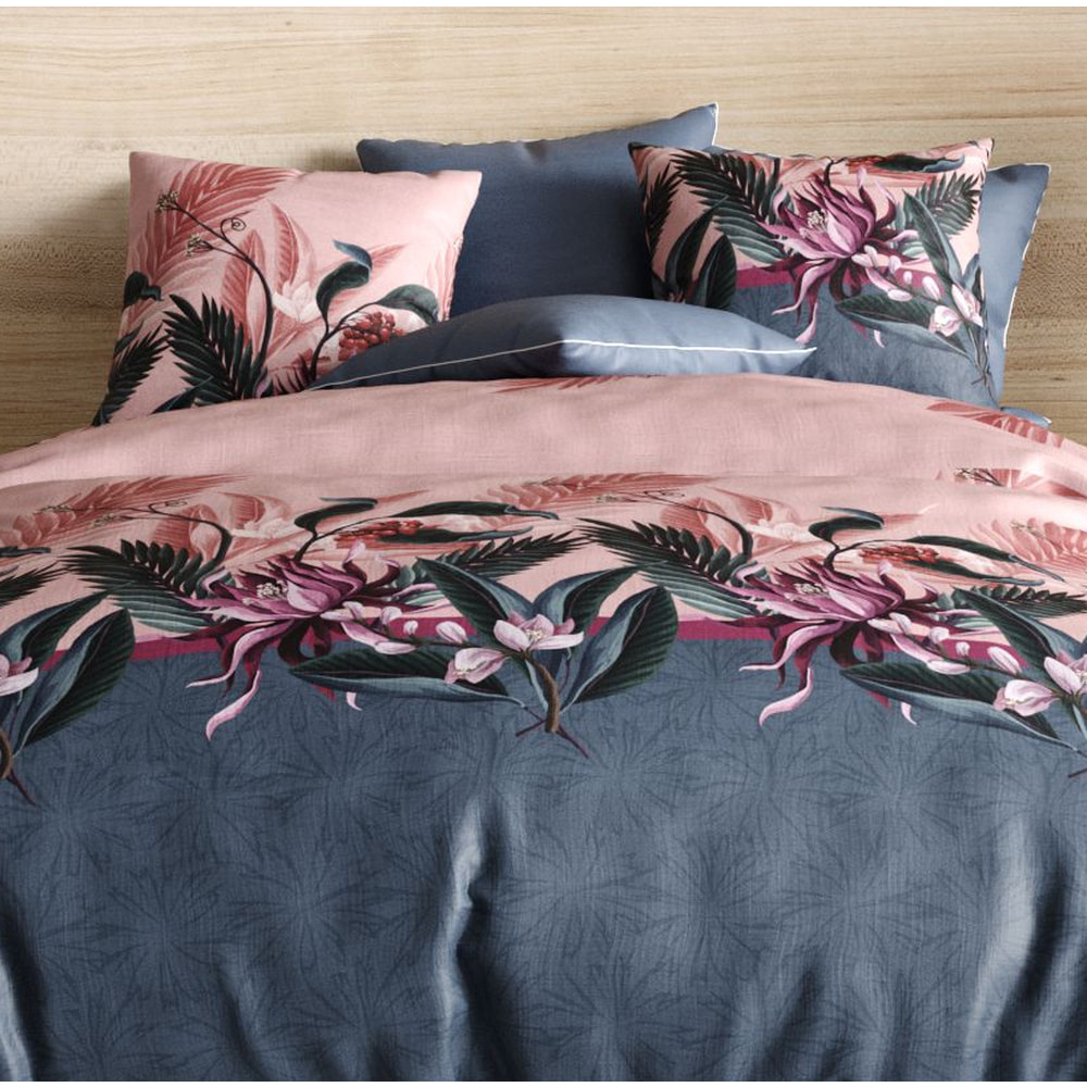 Parure housse de couette Coton FLORA 57 fils Rose