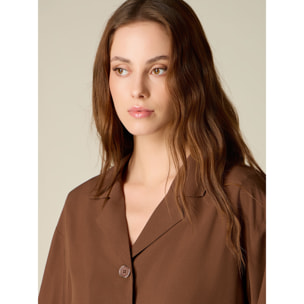 Oltre - Camicia cropped in viscosa - Marrone