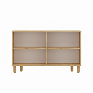 CIRACUSE Buffet 4 portes aspect bois design graphique120x73cm