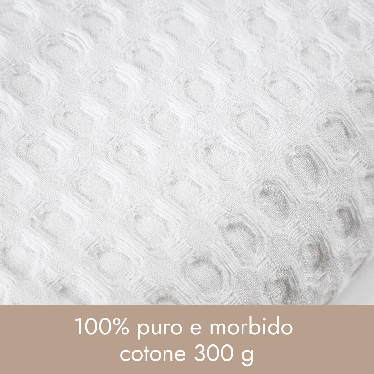 INTRECCI HOME Set Bagno Asciugamani Viso+Ospite, in Puro Cotone 300 g, Leggerezza e Praticità, con Lavorazione Nido d’Ape, Ideale per Asciugatura Rapida