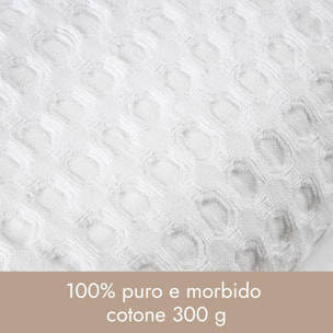 INTRECCI HOME Set Bagno Asciugamani Viso+Ospite, in Puro Cotone 300 g, Leggerezza e Praticità, con Lavorazione Nido d’Ape, Ideale per Asciugatura Rapida