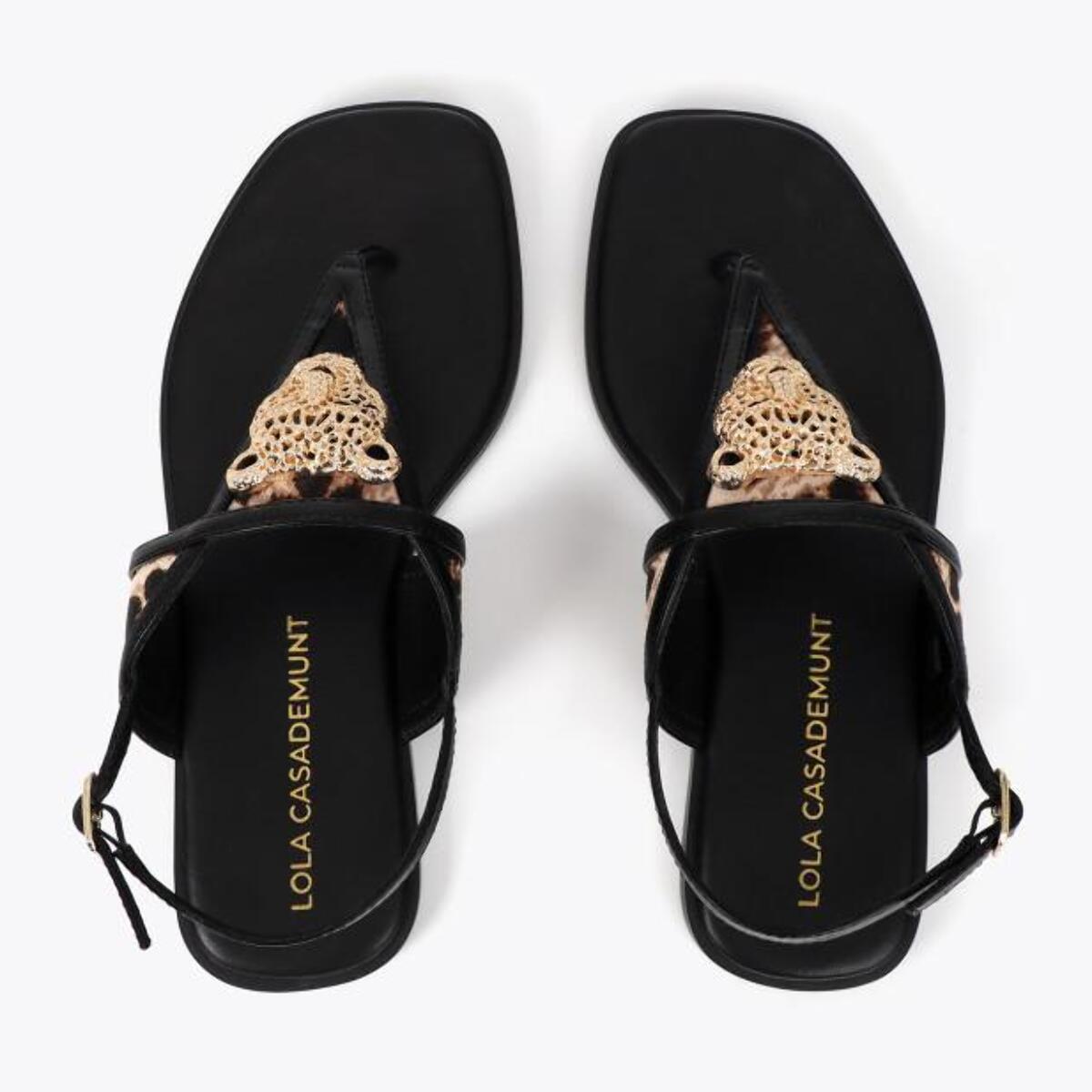 Sandalo basso con stampa animalier e applicazione metallica