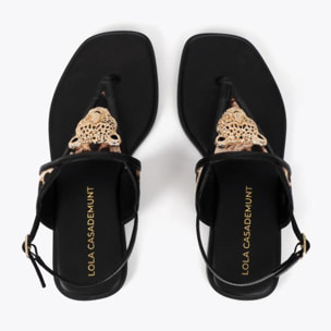 Sandalo basso con stampa animalier e applicazione metallica