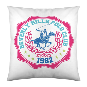 Beverly Hills Polo Club - Funda de Cojín Estampado - Con Cremallera - Sin relleno - 100% Algodón - Santa Rosa