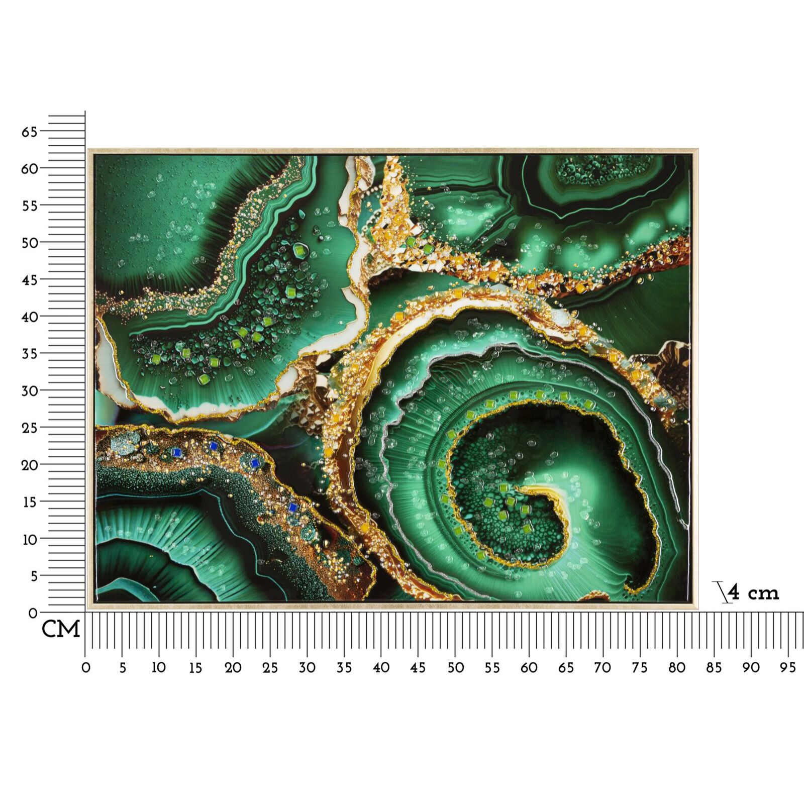 DIPINTO SU TELA LACCATO SMERALDY -A- C/CORNICE CM 82X4X62