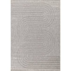 SANTORINI - Tapis d'intérieur/extérieur à motifs en relief vague - Gris