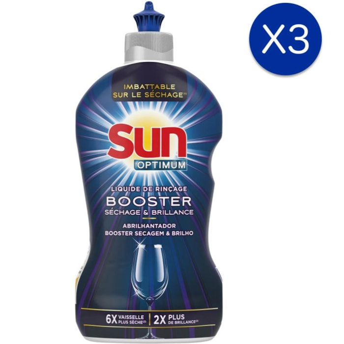 3 Liquide de Rinçage SUN Optimum Booster Séchage & Brillance (Lot de 3x450ml)