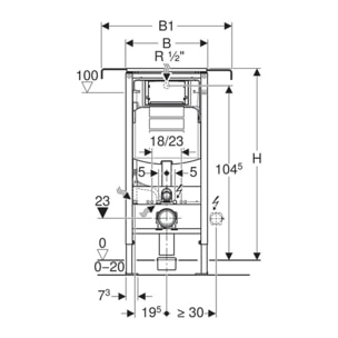 Duofix bâti-support pour WC suspendu, 112 cm, réservoir encastré Sigma 12 cm, à installer entre parois latérales (111.355.00.5)