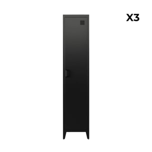 Armoire chambre en acier noir. 4 espaces de rangement. casier. L 180 x l 38 x H 38cm