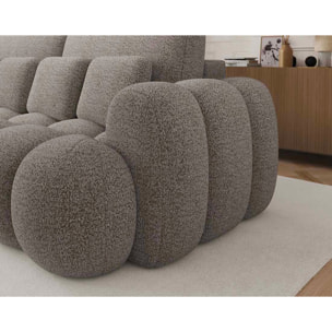 Dorian - Canapé droit 3 places convertible avec coffre en tissu bouclette - Taupe
