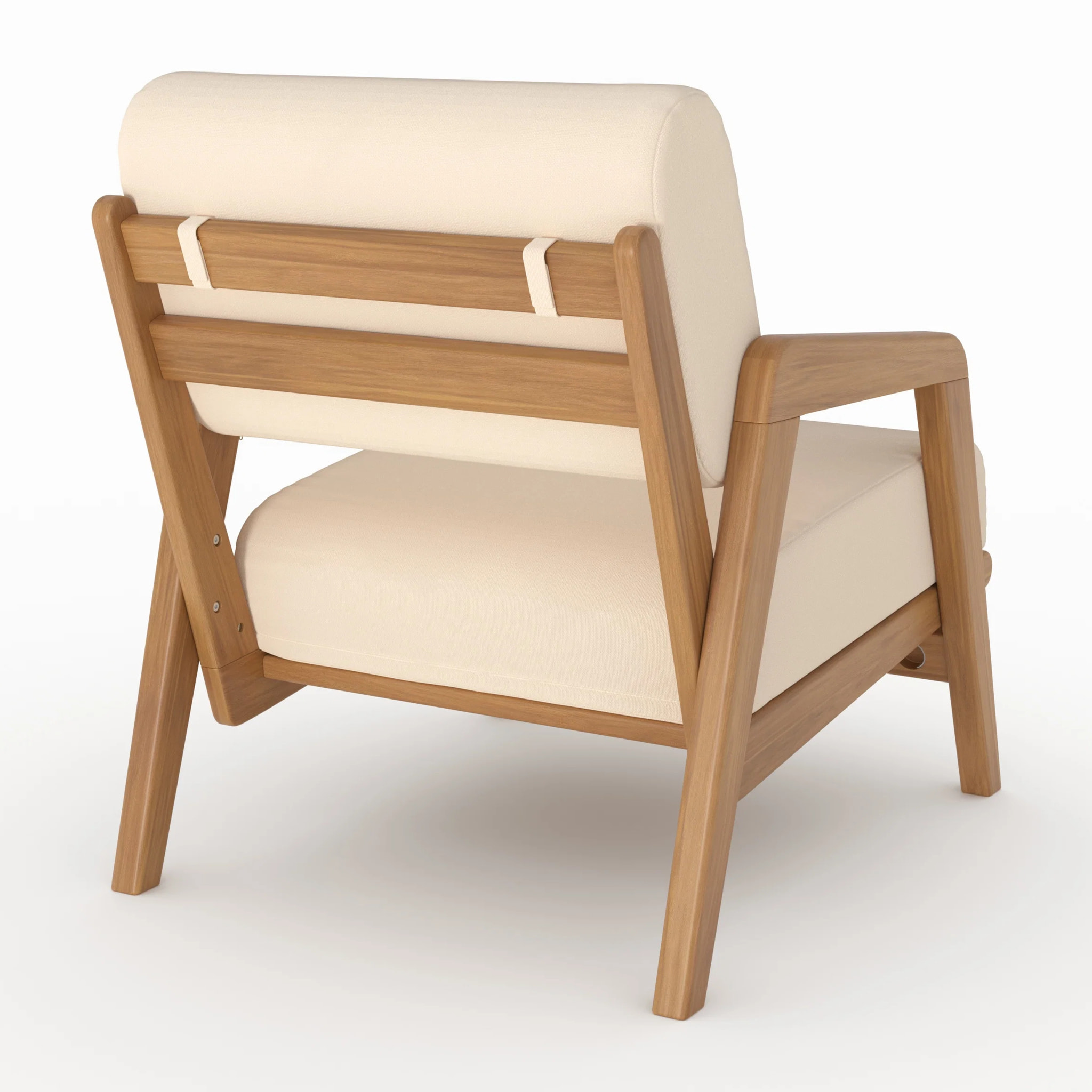 Fauteuil de jardin en bois d'acacia et tissu beige clair - Siargao