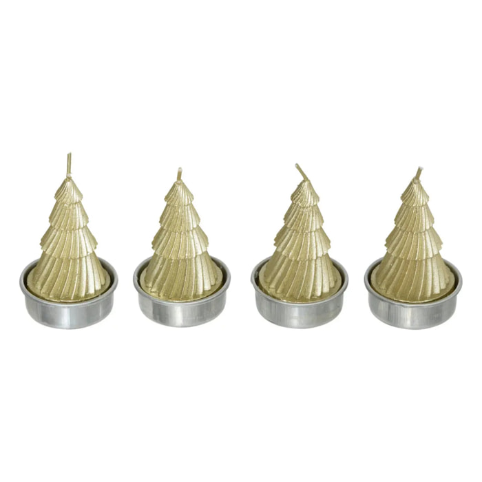 Bougie chauffe-plat sapin or x4