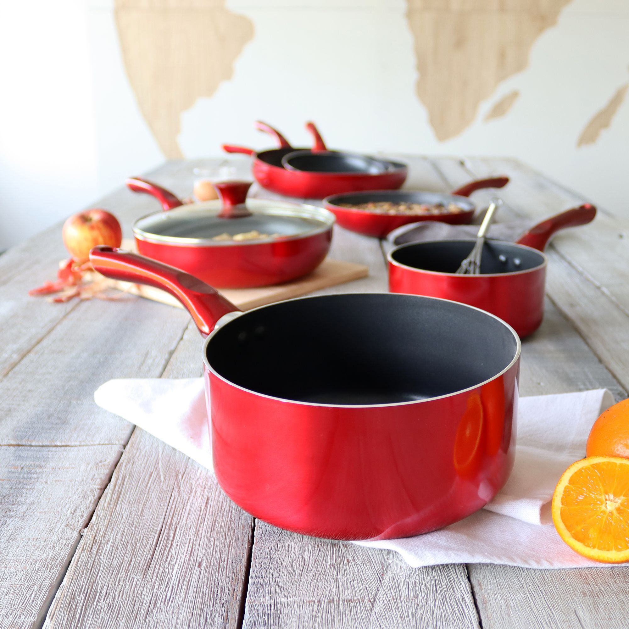 Casserole antiadhésive en aluminium 20cm - tous feux CERISE