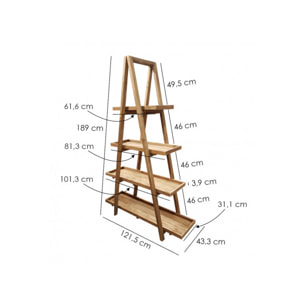 Bibliothèque pyramide à 4 étagères en pin recyclé - ORIGIN