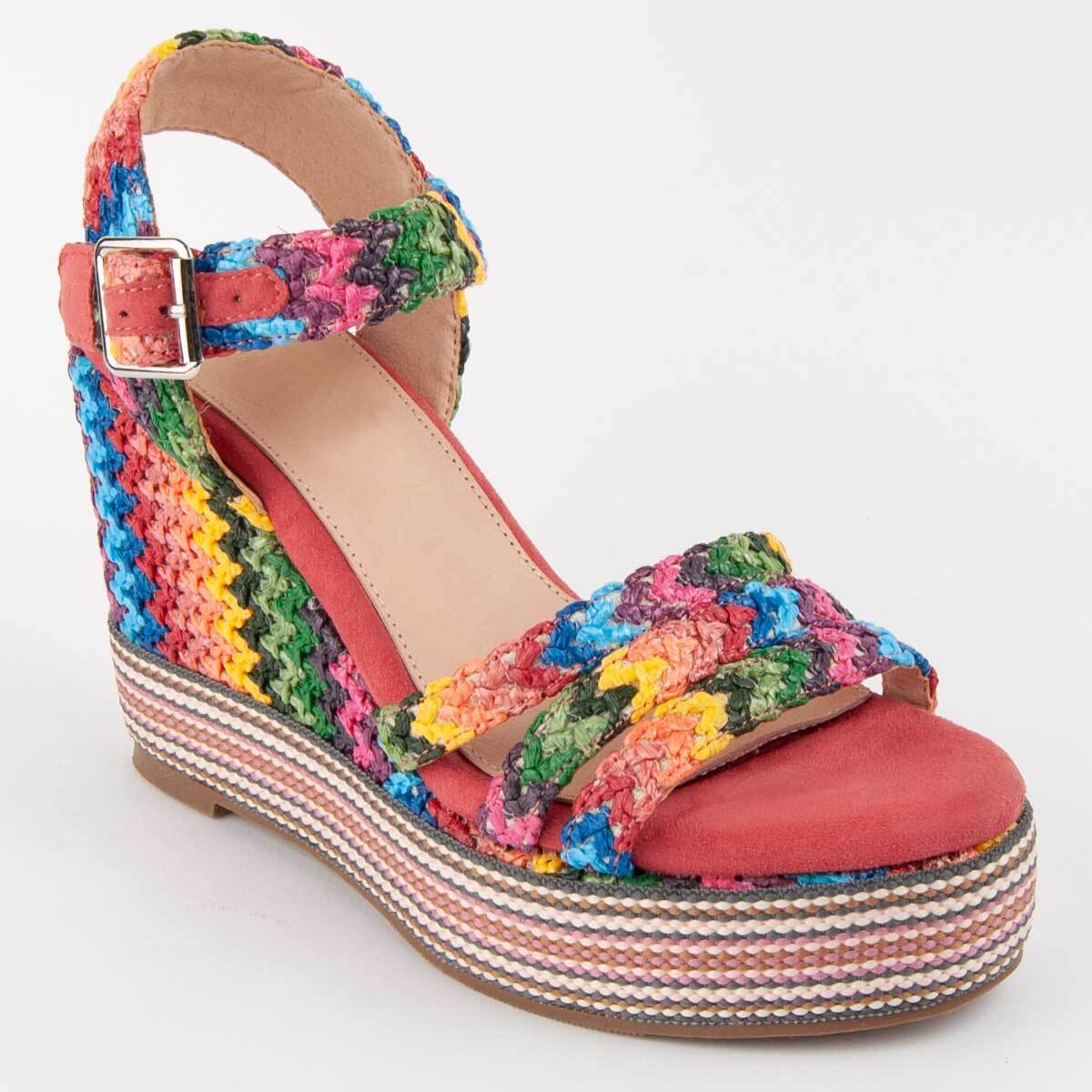 Sandalia De Cuña - Multicolor - Altura: 12 Cm