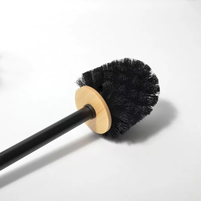 Brosse Wc avec support polyrésine & bambou YUMA Noir & Blanc Spirella