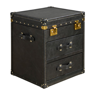 Baúl Angel Cerdá con estructura de madera MDF tapizada en piel de origen vacuno en negro 55x50x62cm