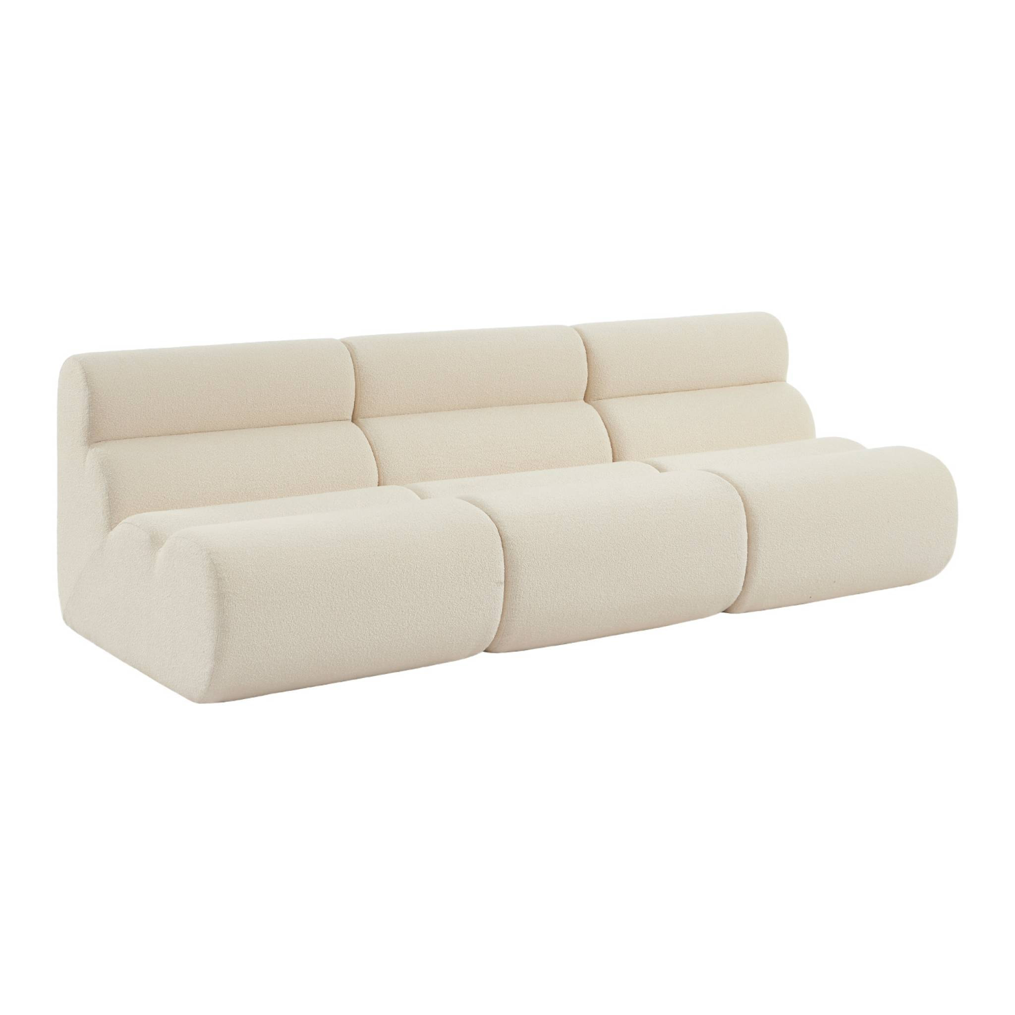 Lot de 3 chauffeuses bouclette texturée blanc 1 place - L 81 x P 99 x H 75cm - Nova