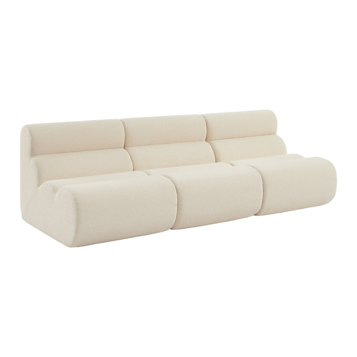 Lot de 3 chauffeuses bouclette texturée blanc 1 place - L 81 x P 99 x H 75cm - Nova