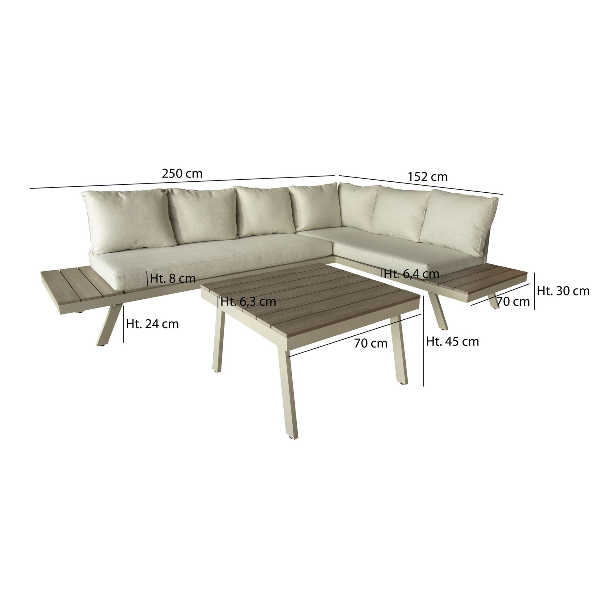 Salon de jardin 6 places en aluminium beige  CALVI