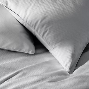Housse de couette satin de coton motif jacquard gris Vibrato glacier